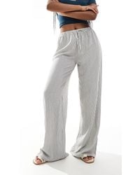 ASOS - Pantalones De Pernera Ancha Con Raya Diplomática De Mezcla De Lino De (Parte De Un Conjunto) - Lyst