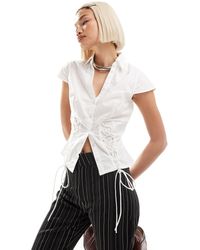 Collusion - Fitted Corset Shirt With Cap Sleeve - Lyst
