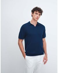 ASOS - Knitted Pure Merino Wool Notch Neck Polo - Lyst