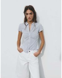 Pull&Bear - Gathered Short Sleeve Shirt - Lyst