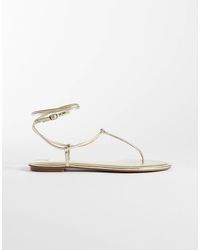 Mango - Strappy Flat Toe Post Sandals - Lyst