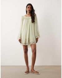 Miss Selfridge - Chiffon Lace Mini Dress - Lyst