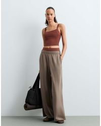 Oysho - Soft-Touch Modal Wide Straight-Leg Rib Trousers - Lyst