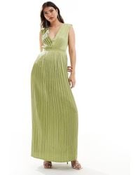 TFNC London - Bridesmaid Satin Pleated Maxi Dress - Lyst