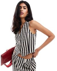 ASOS - Chaleco De Traje A Rayas Monocromáticas De Mezcla De Lino De (Parte De Un Conjunto) - Lyst