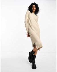Vila - High Neck Knitted Midi Jumper Dress - Lyst