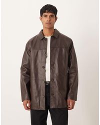 ASOS - Mid Length Leather Shacket - Lyst