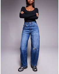 ASOS - Barrel Leg Jeans With Panelling And Cinch - Lyst