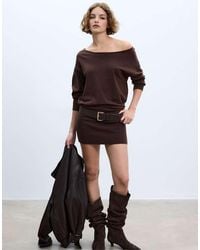 Stradivarius - Short Knit Boat Neck Dress - Lyst