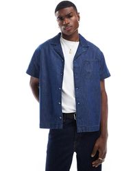 Another Influence - Revere Collar Boxy Denim Shirt - Lyst