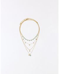 Bershka - Set Van 4 Kettingen Met Siersteentjes - Lyst