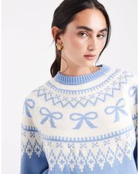 ASOS - Bow Pattern Yoke Fairisle Jumper - Lyst