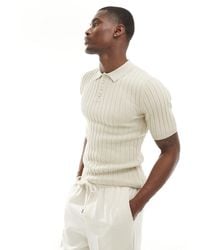 ASOS - Muscle Lightweight Knitted Rib Revere Polo T-shirt - Lyst