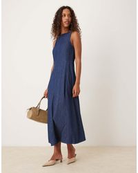 ASOS - Denim Racer Midaxi Dress With Seam Detail - Lyst