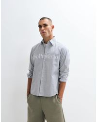 No Problemo - 100% Cotton Oxford Long Sleeve Shirt With Large Front Logo - Lyst