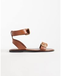 Mango - – flache sandalen aus 100% reinem wildleder - Lyst