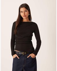 Gina Tricot - Asymmetrische Top Met Lange Mouwen - Lyst