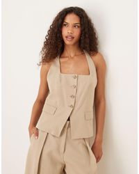 Mango - Cotton Mix Tailored Halter Vest - Lyst