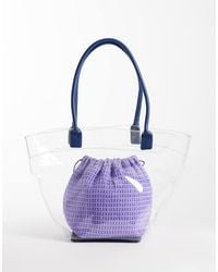 ASOS - Borsa Shopping Trasparente Con Pochette Interna Lilla - Lyst