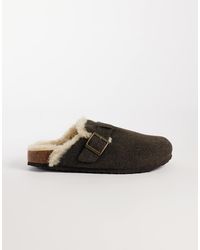 ASOS - Mules With Buckle Detail And Faux Shearling Lining - Lyst