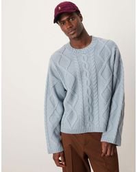 ASOS - Oversized Heavyweight Wool Mix Cable Knitted Jumper With Crew Neck - Lyst