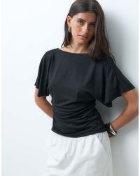 ASOS - Cinch Waist Angel Sleeve Tee With V Back Detail - Lyst