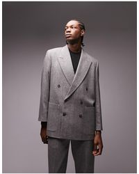 TOPMAN - Premium Limited Edition Boxy Oversized Herringbone Wool Suit Blazer - Lyst