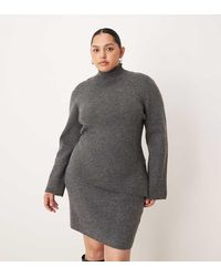 Pretty Lavish Curve - Knitted Roll Neck Asymmetric Hem Jumper Co-Ord - Lyst