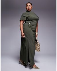 ASOS - Asos Design Curve Ruched Waist Bengaline Midi Dress - Lyst