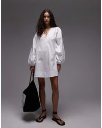 TOPSHOP - Poplin Babydoll Mini Dress - Lyst