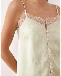 ASOS - Satin Lace Trim Tie Cami Top - Lyst
