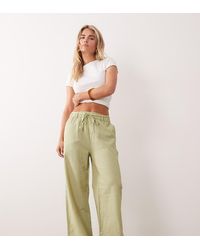 New Look - Seersucker Stripe Wide Leg Trousers - Lyst