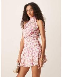ASOS - Cinch Waist Tie Back Halter Top - Lyst