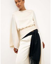 NA-KD - Wide Sleeve Ruched Waist Blouse - Lyst