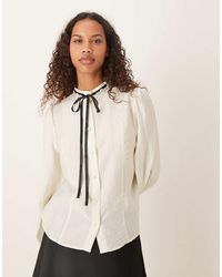 Sister Jane - Encore Textured Bow And Pearl Trim Blouse - Lyst