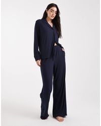 Brave Soul - Super Soft Button Down Shirt And Pants Pajamas - Lyst