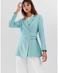 ASOS Strukturierte Anzugjacke mit Tab-Detail - Blau