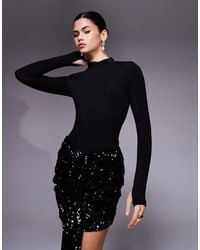 Wanderdoll - Nara Sculpted High Neck Bodysuit Co-Ord - Lyst