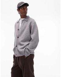 TOPMAN - Knitted Button Through Cardigan - Lyst