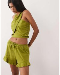 ASOS - Mix & Match Cotton Crinkle Ruffle Hem Short - Lyst