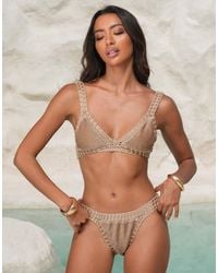 Moda Minx - X Alejandra Vidal Glitter Bikini Bottom With Crochet Trim - Lyst