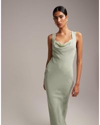 ASOS - Bridesmaid Bias Cut Maxi Dress With Lace Up Back Detail - Lyst