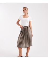 Miss Selfridge - Gonna Sartoriale Midi A Pieghe A Quadri - Lyst