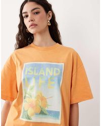 Miss Selfridge - Camiseta Extragrande Con Estampado De Isla - Lyst