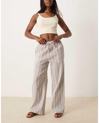 ASOS - Textured Linen Look Wide Leg Pull On Pants - Lyst