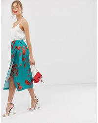 Ted Baker Lilyyy Fantasia Split Hem Midi Skirt - Blue