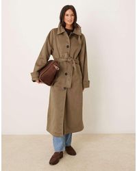 ASOS - Faux Suede Funnel Neck Trench Coat - Lyst