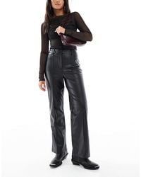 New Look - Faux Leather Wide Leg Trousers - Lyst