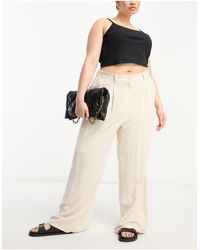 ASOS - Asos design curve - pantaloni dad color pietra misto lino - Lyst
