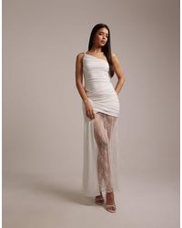 Forever New - Bridal One Shoulder Ruched Lace Hem Maxi Dress - Lyst